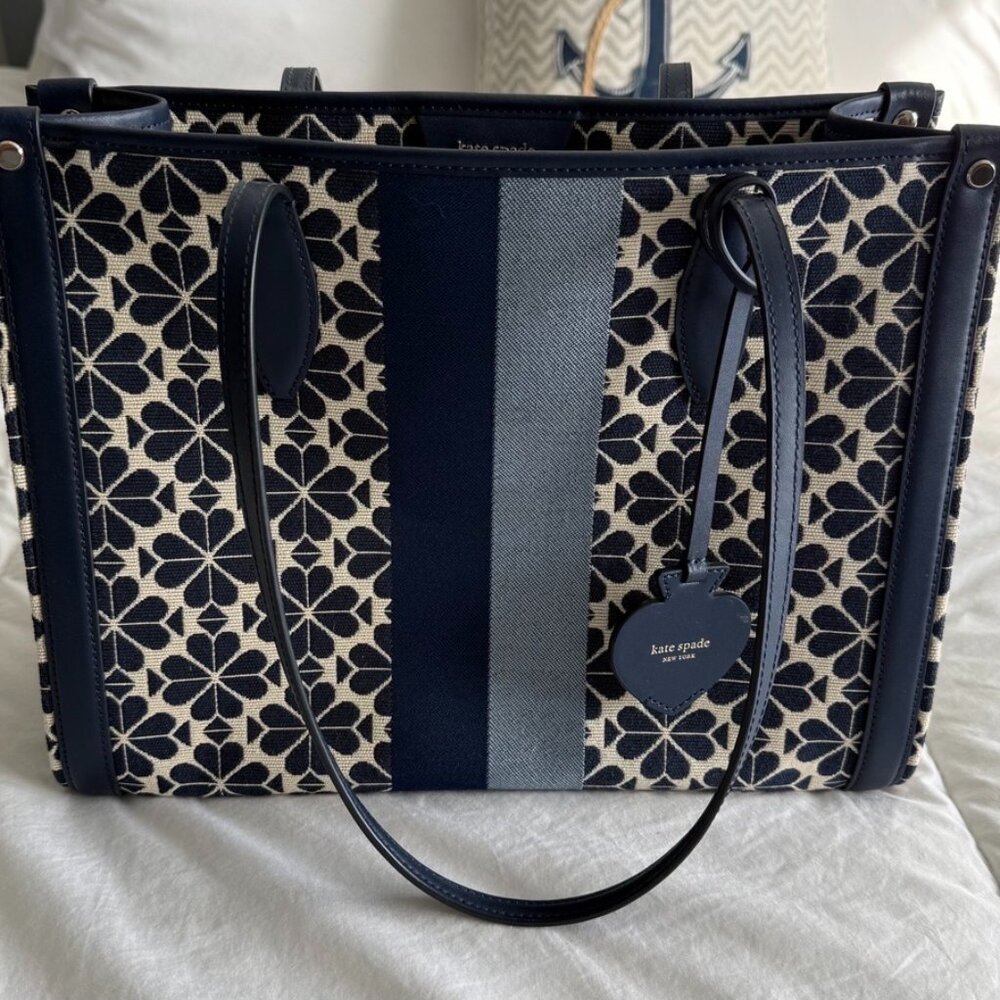 Kate Spade Flower Jacquard Stripe Market Medium Tote